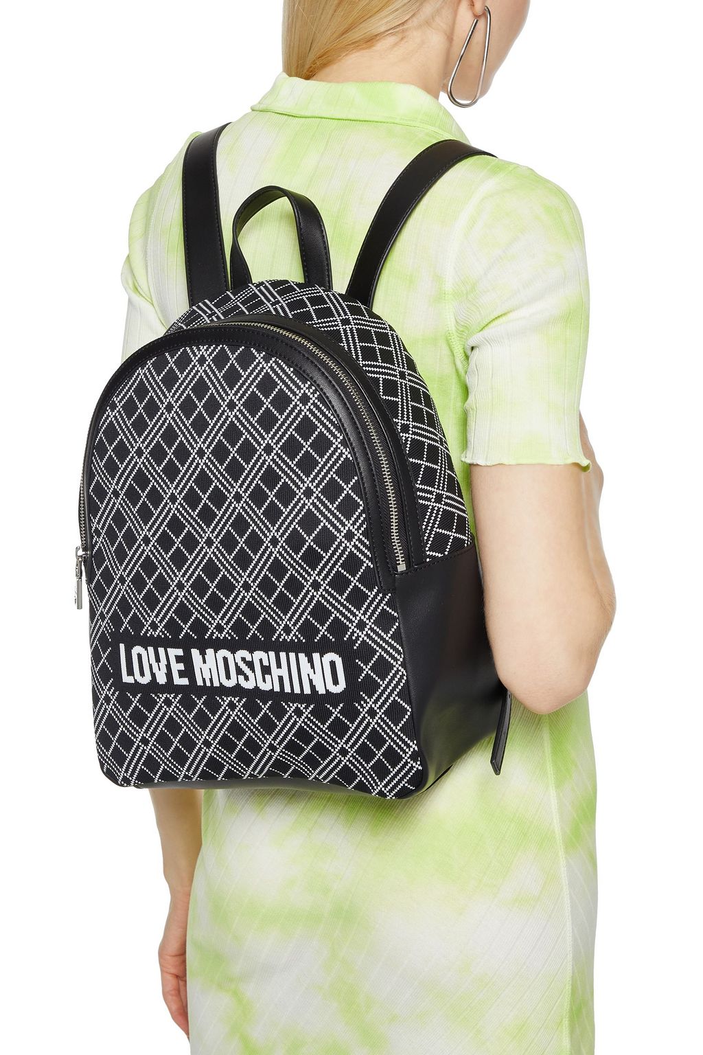 LOVE MOSCHINO Jacquard-paneled faux leather backpack