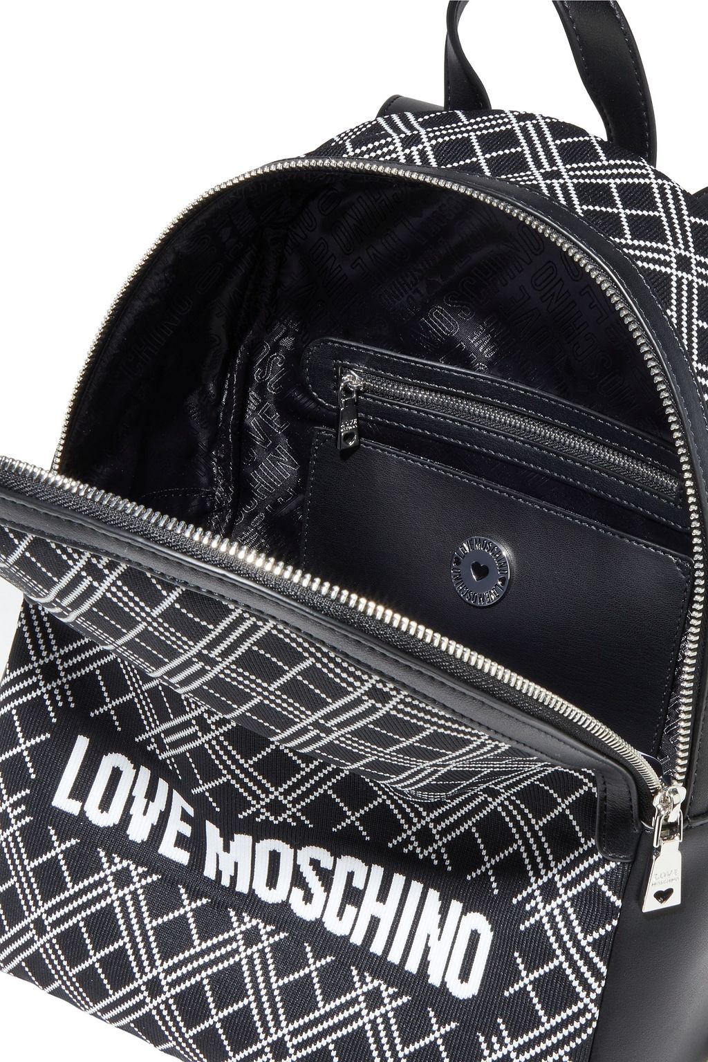 LOVE MOSCHINO Jacquard-paneled faux leather backpack