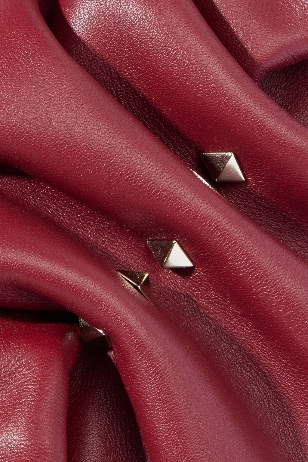 VALENTINO GARAVANI Rockstud ruched leather shoulder bag