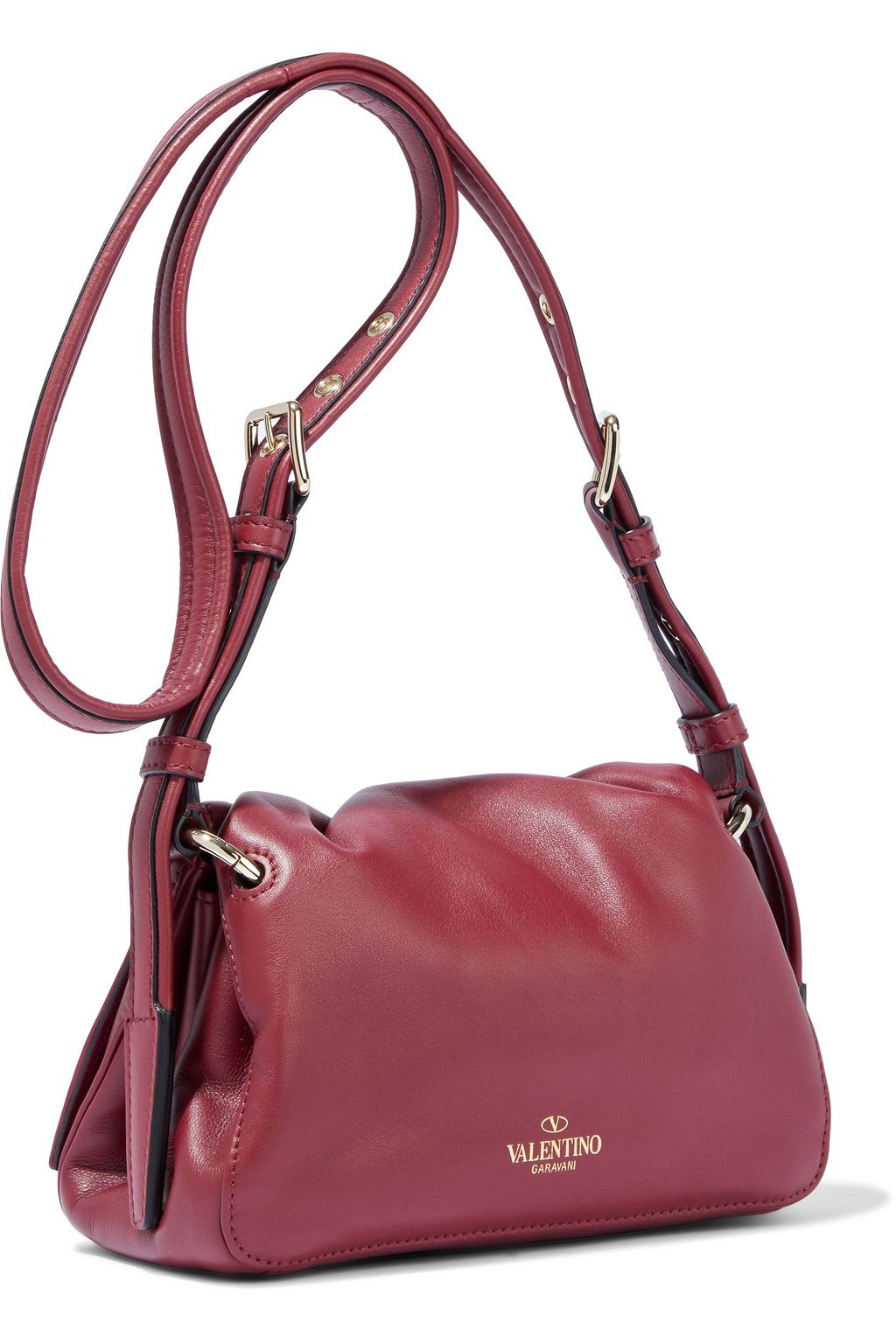 VALENTINO GARAVANI Rockstud ruched leather shoulder bag