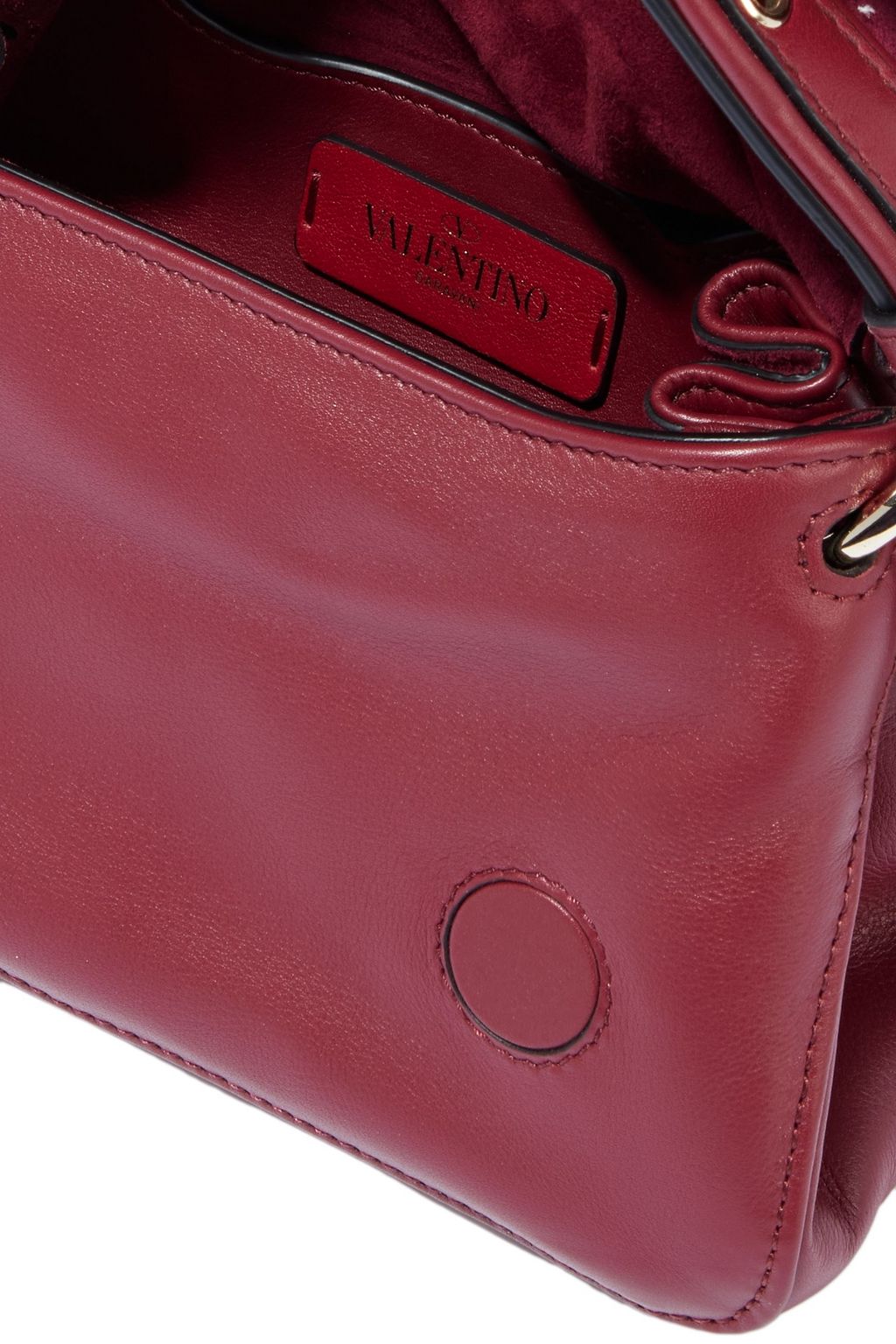 VALENTINO GARAVANI Rockstud ruched leather shoulder bag