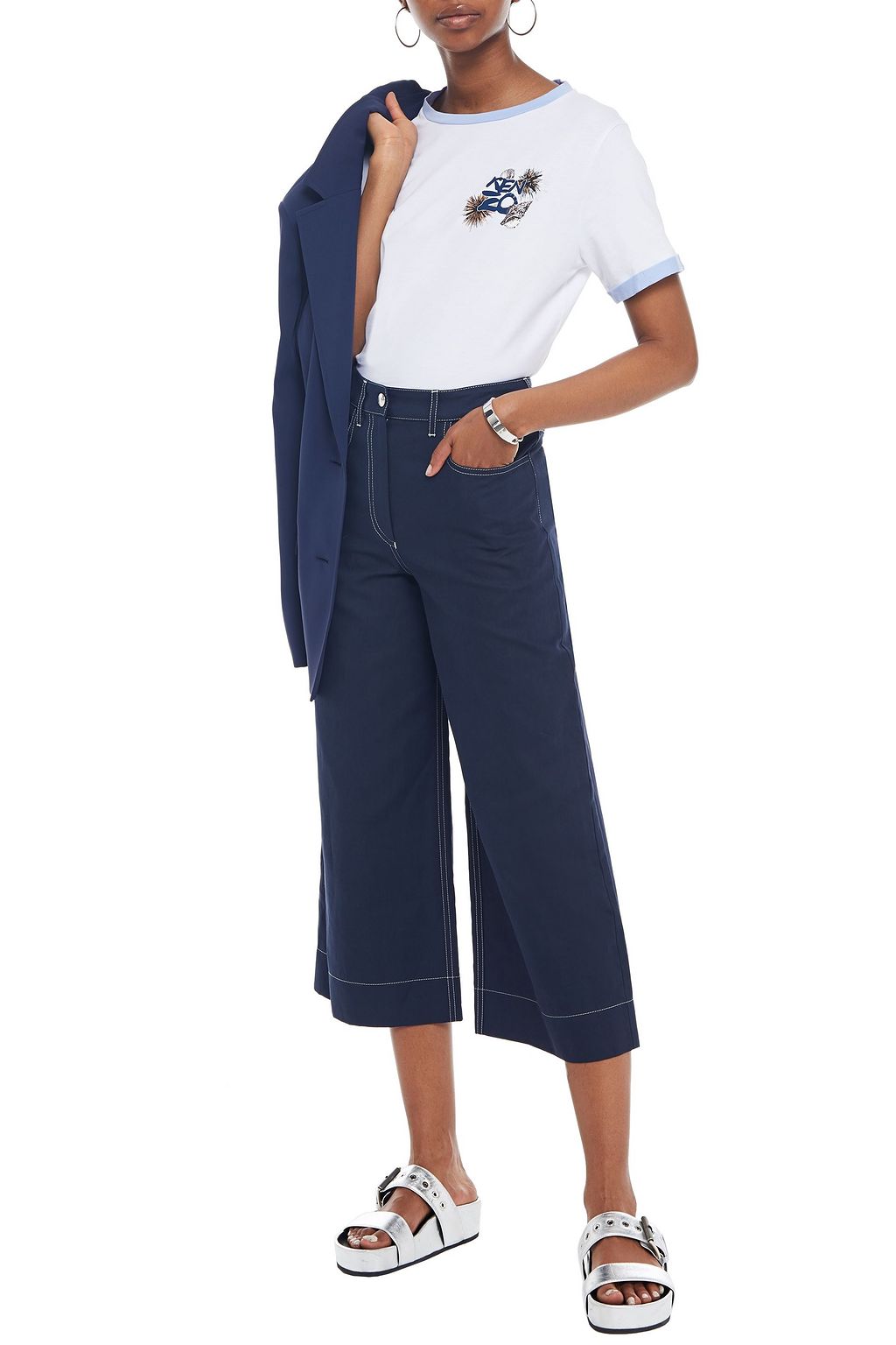 KENZO Cotton and linen-blend culottes
