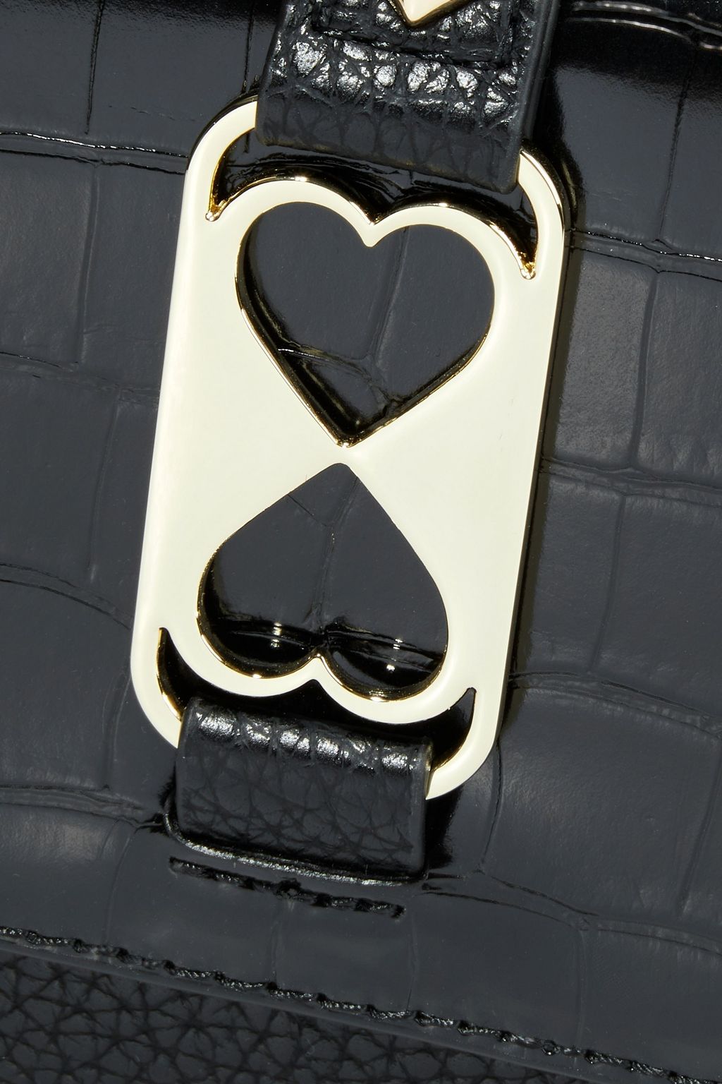 LOVE MOSCHINO Logo-appliquéd faux croc-effect and textured-leather backpack