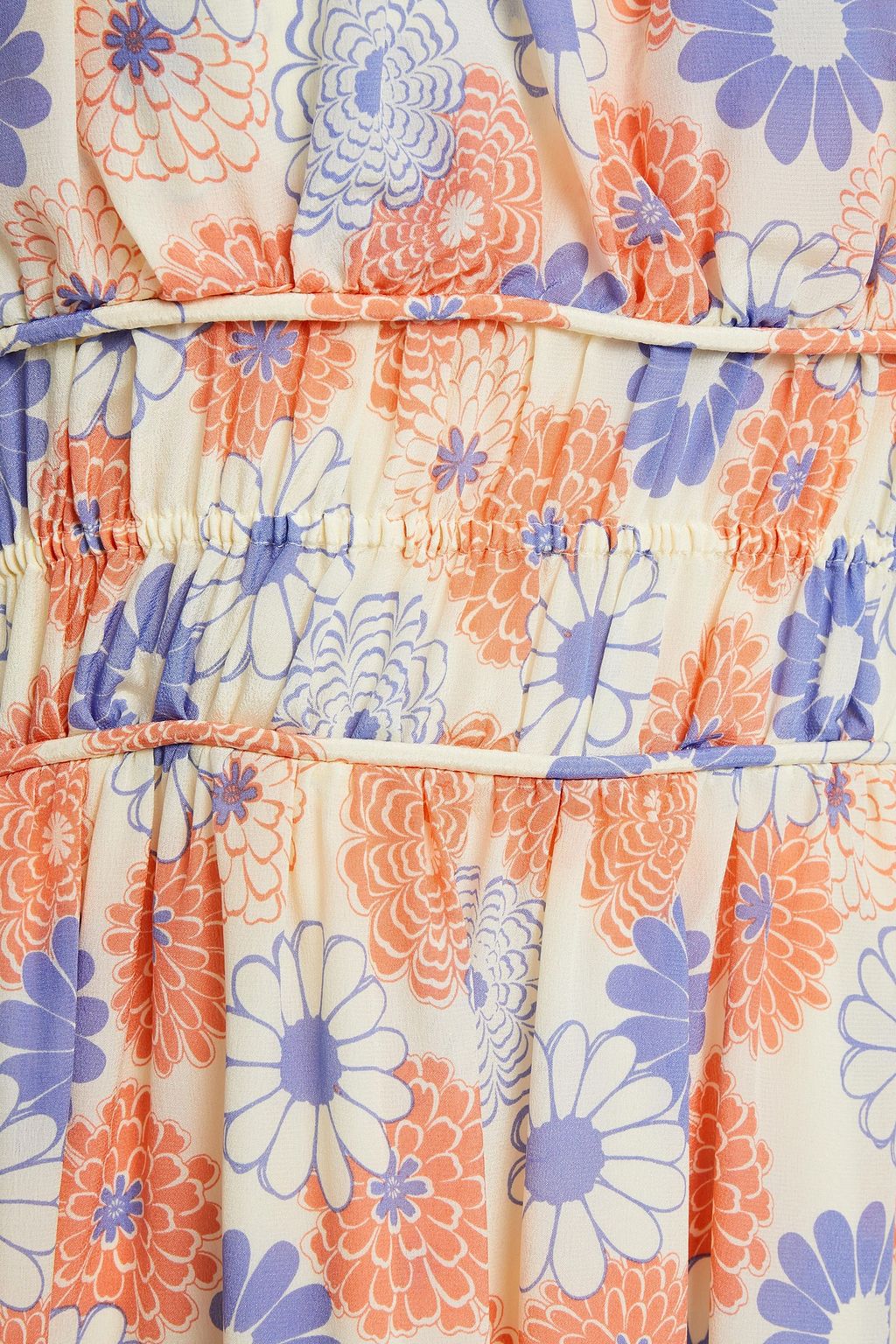 KENZO Gathered floral-print silk crepe de chine dress