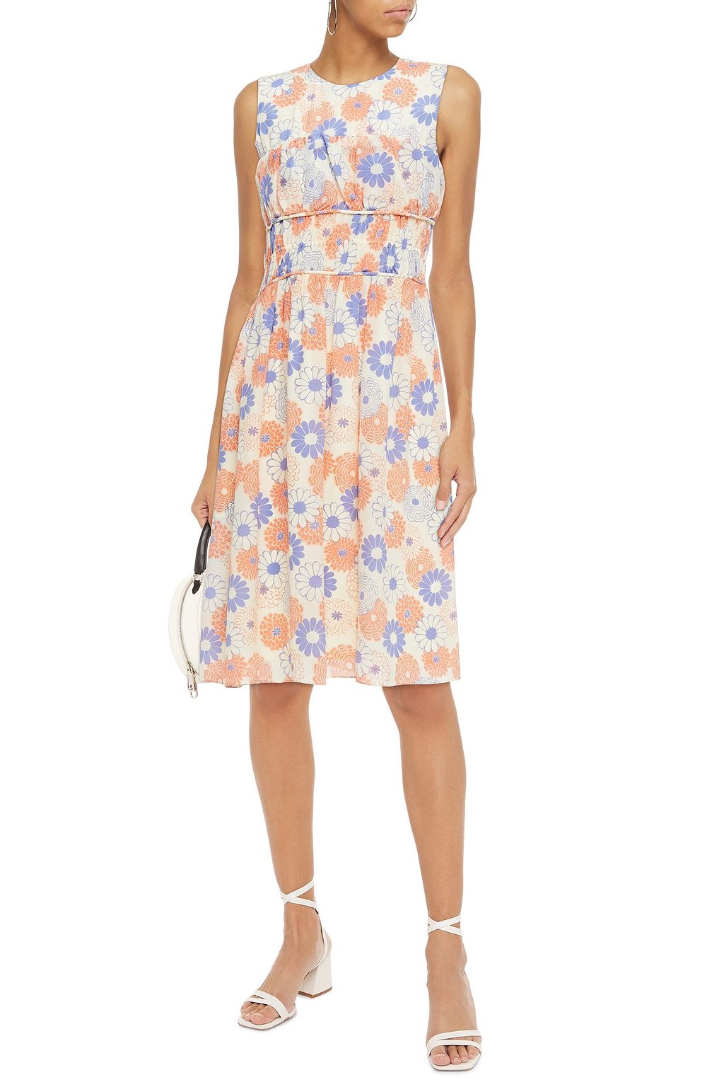 KENZO Gathered floral-print silk crepe de chine dress