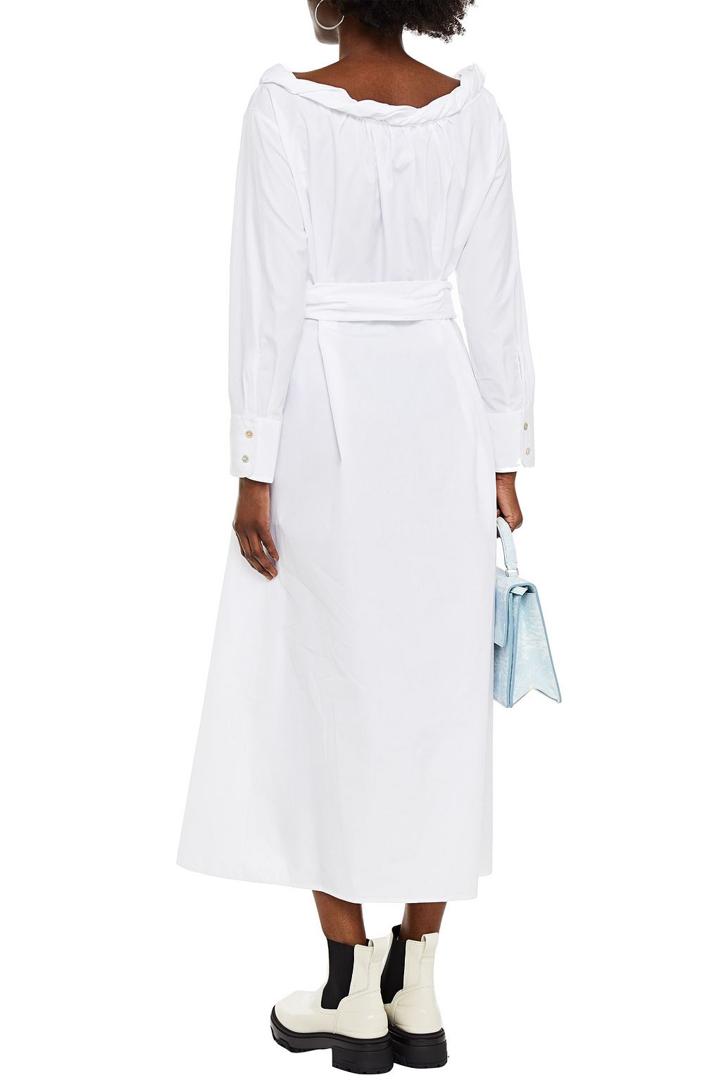 KENZO Twisted cotton-poplin midi shirt dress