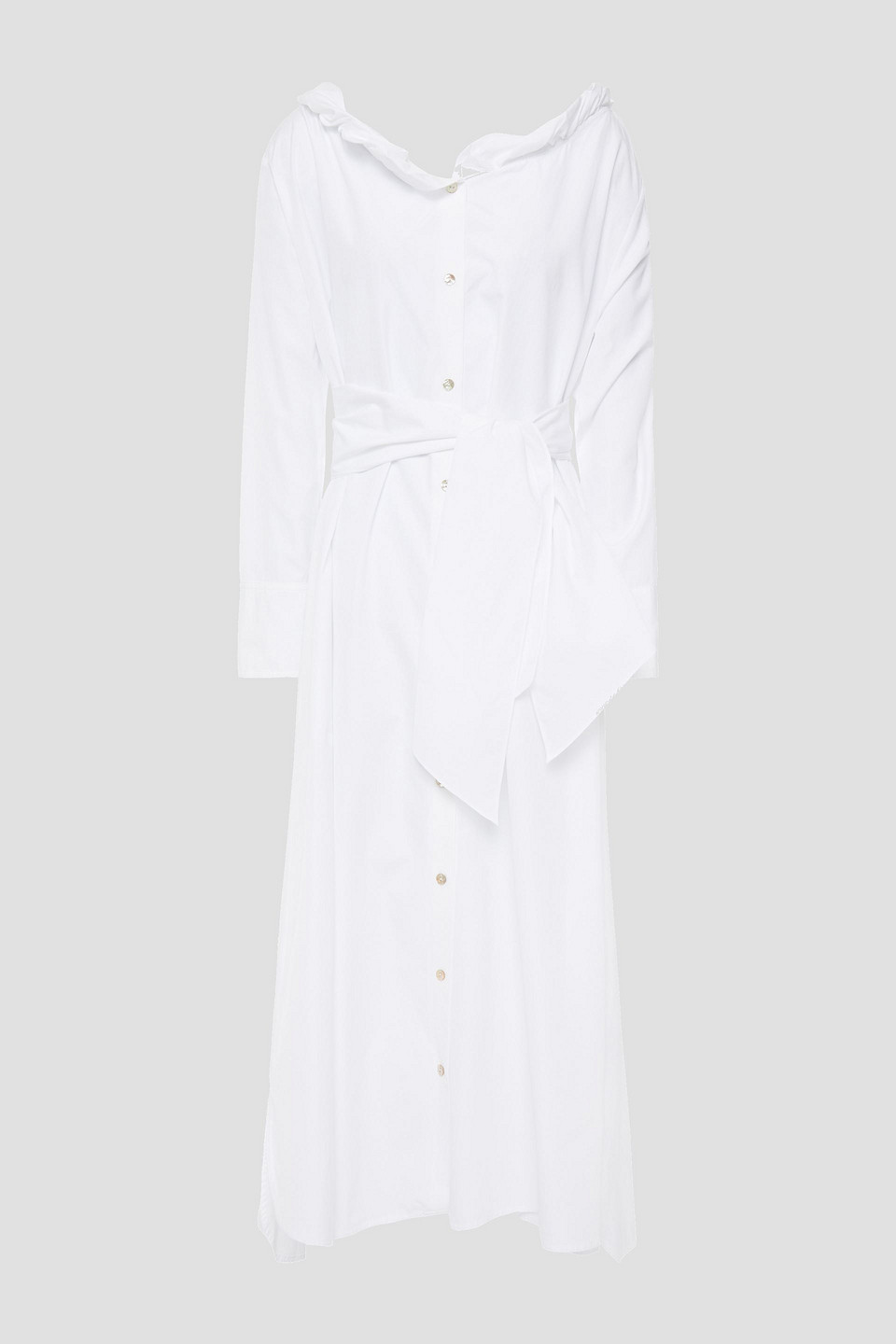 KENZO TWISTED COTTON-POPLIN MIDI SHIRT DRESS,3074457345625817928