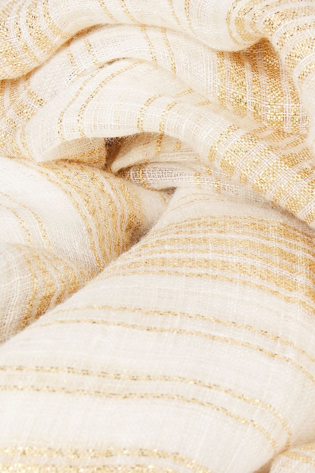 BRUNELLO CUCINELLI Metallic striped linen-blend gauze scarf