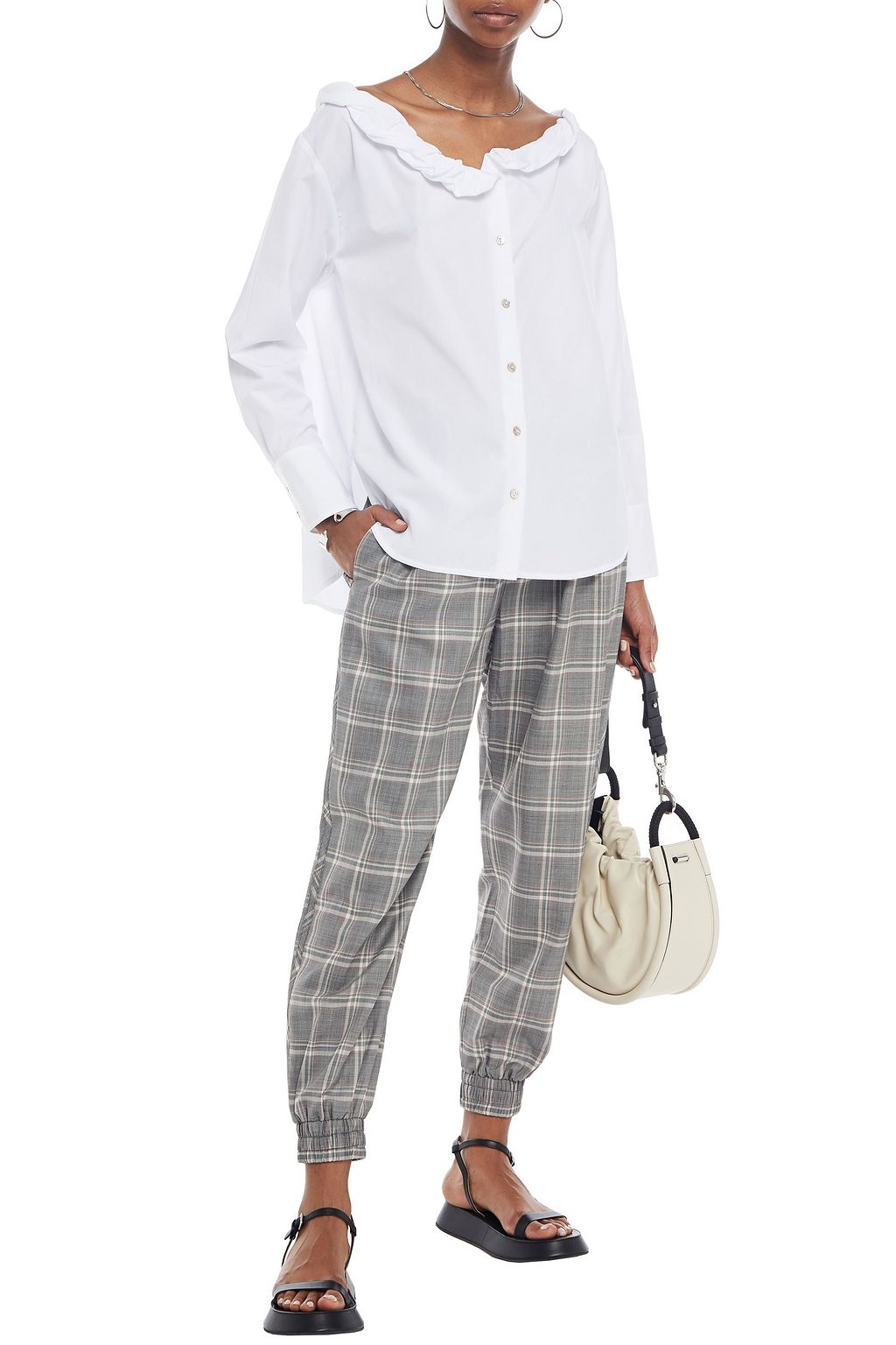 KENZO Gathered cotton-poplin shirt