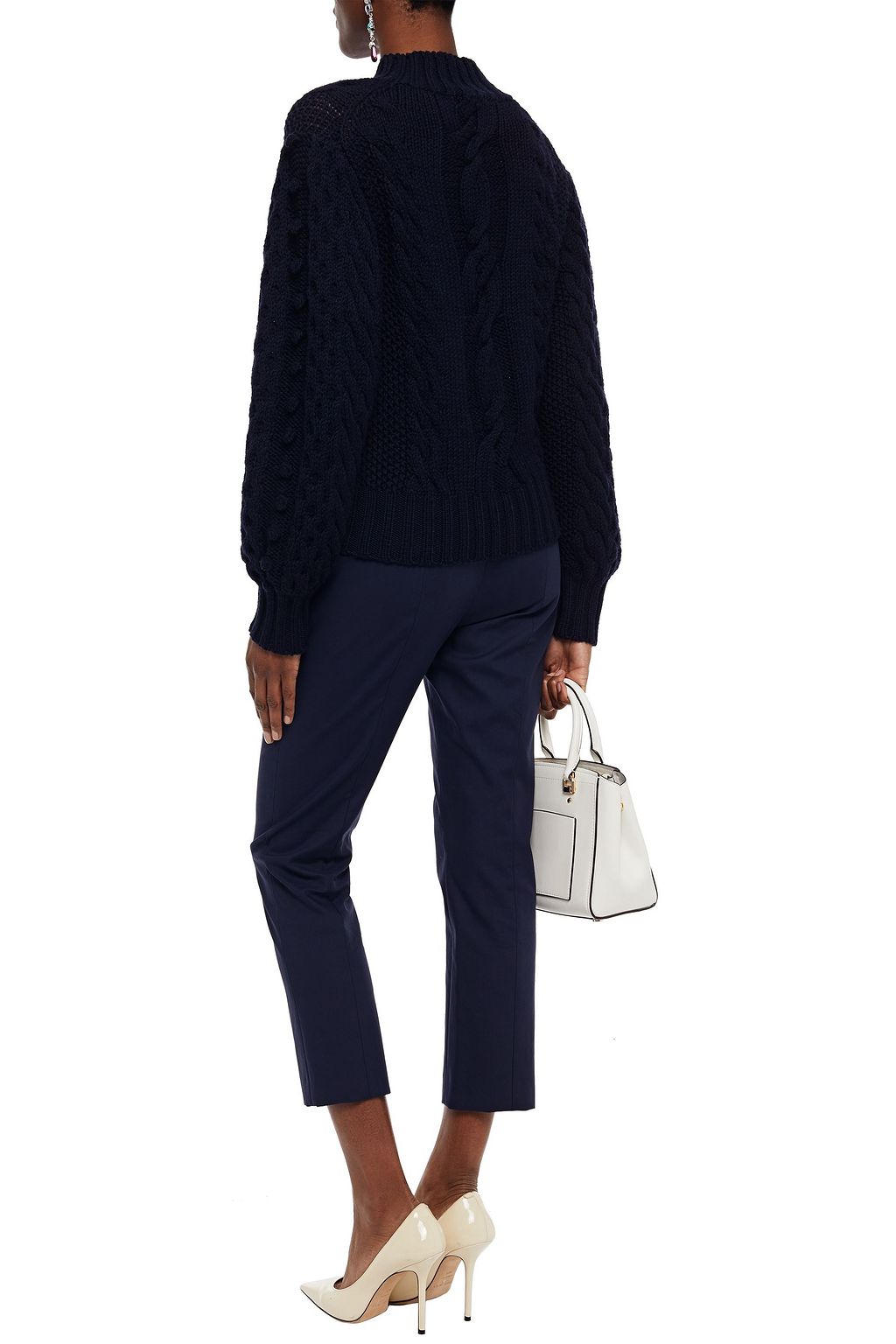 CAROLINA HERRERA Fringed cable-knit wool sweater