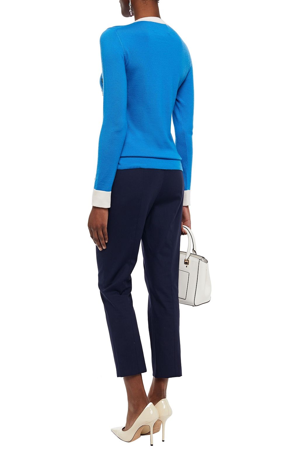 CAROLINA HERRERA Bead-embellished cashmere and silk blend sweater