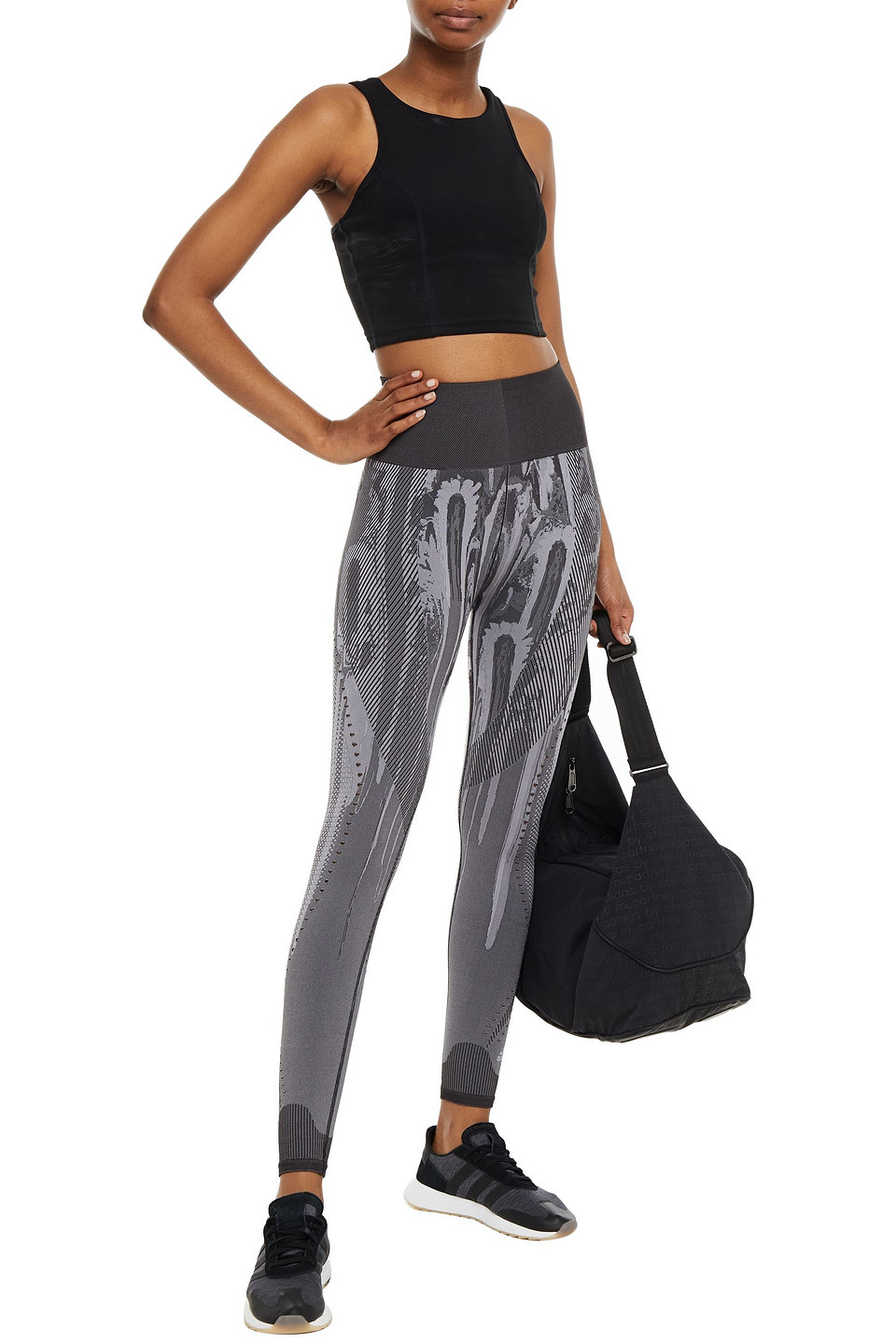 Adidas Originals Jacquard-knit Leggings In Grey