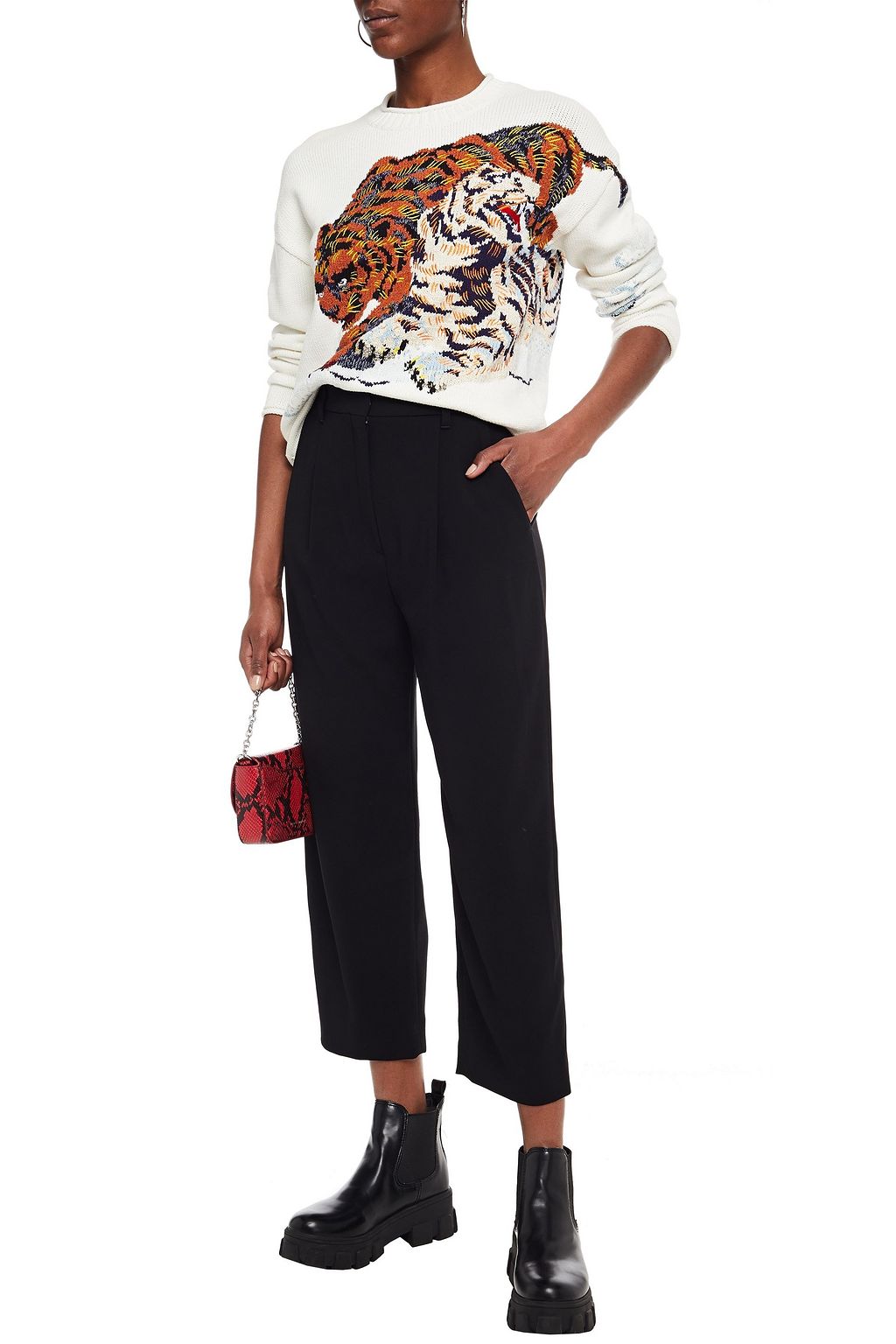 KENZO Cropped crepe straight-leg pants