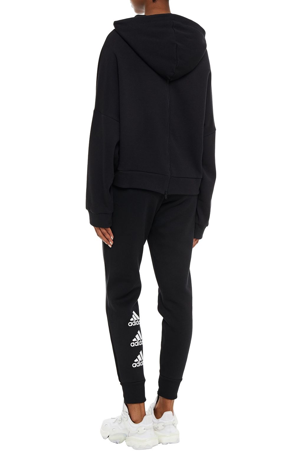 ADIDAS Printed cotton-blend jersey hoodie