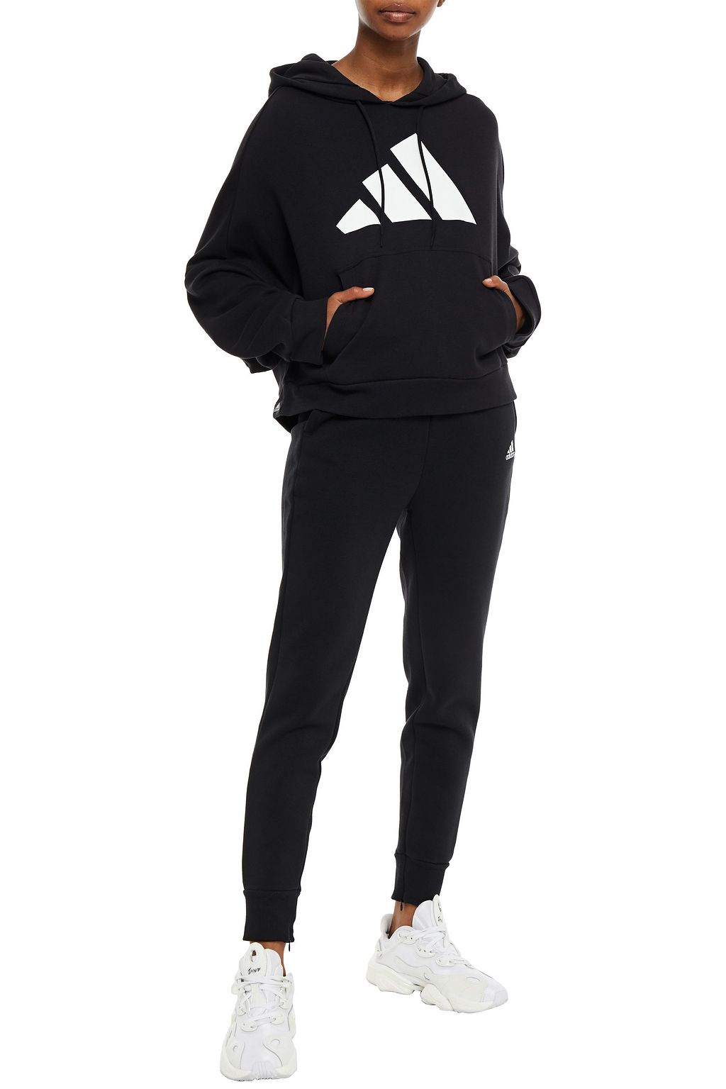 ADIDAS Printed cotton-blend jersey hoodie
