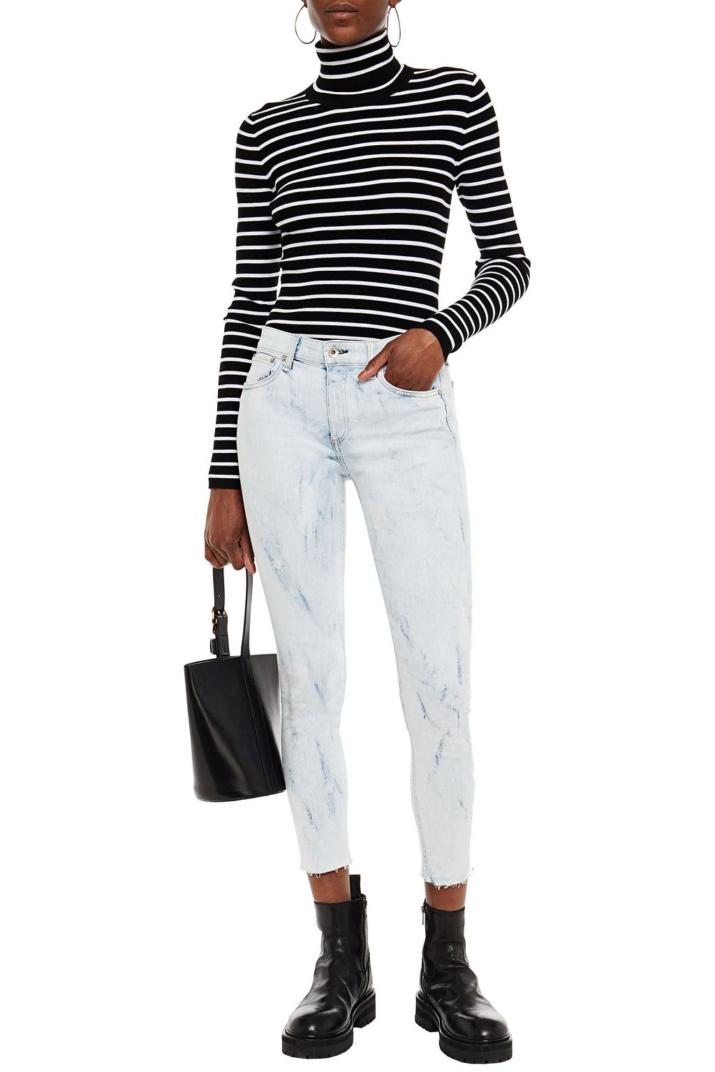 RAG & BONE Cate cropped bleached mid-rise skinny jeans