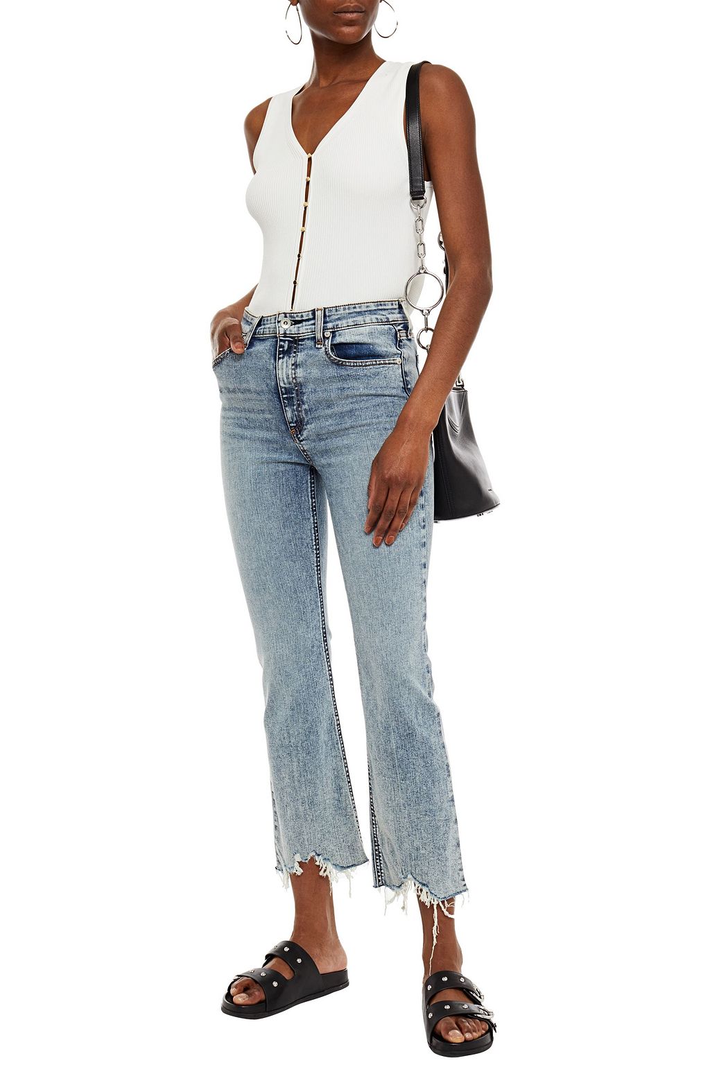 RAG & BONE Nina distressed acid-wash high-rise kick-flare jeans