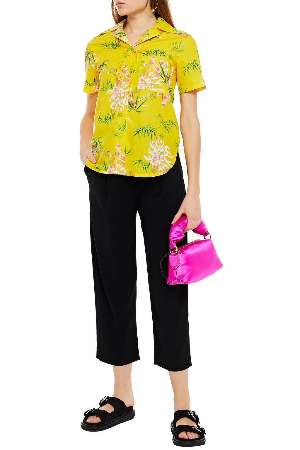 KENZO Printed cotton and linen-blend shirt