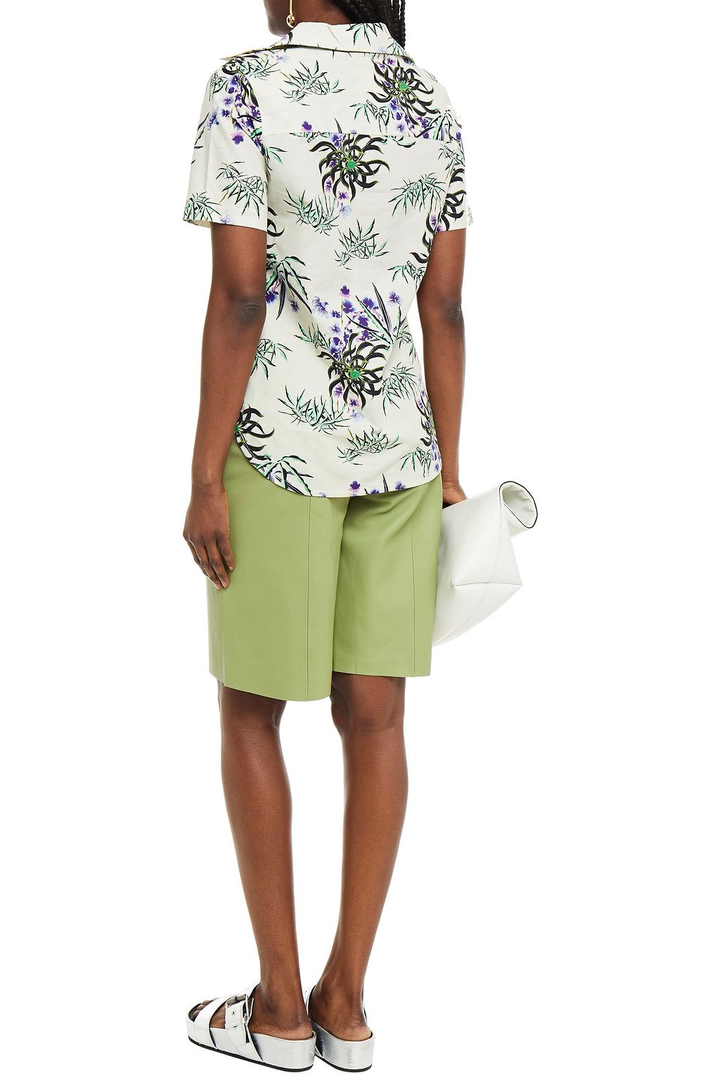 KENZO Printed cotton and linen-blend shirt