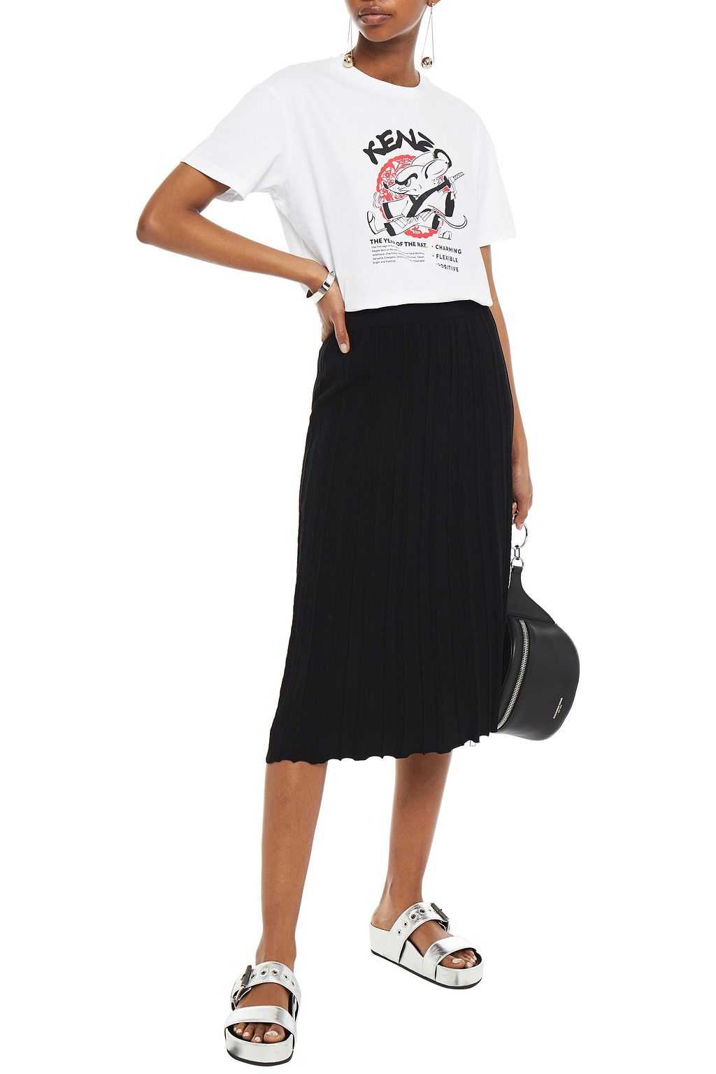 KENZO Pleated knitted midi skirt