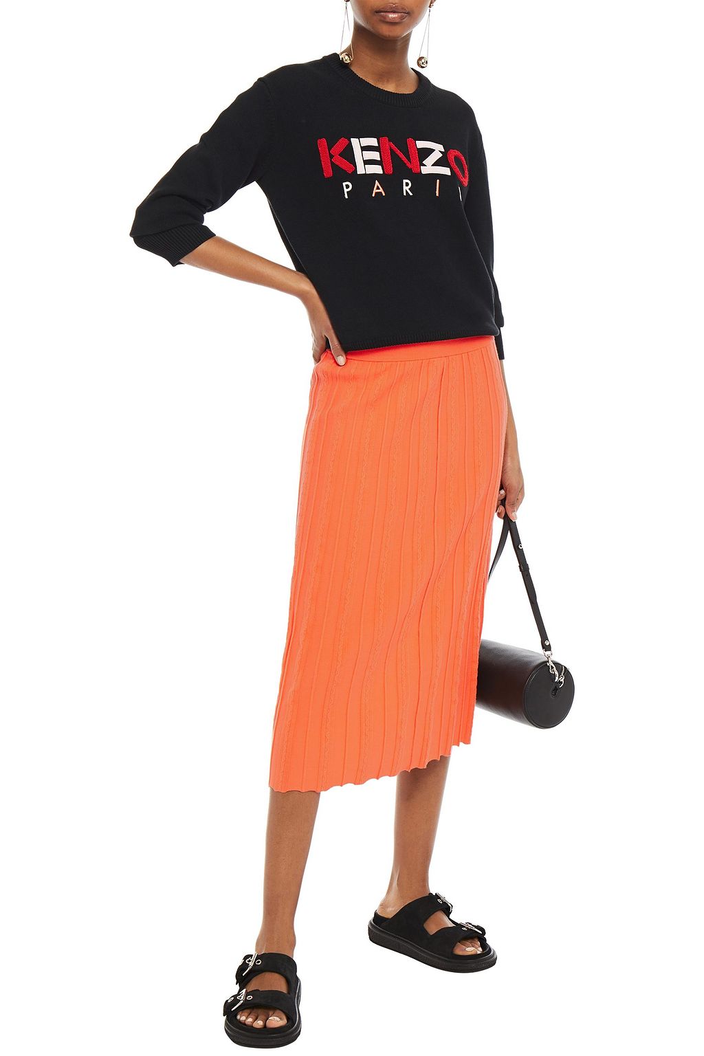 KENZO Pleated knitted midi skirt
