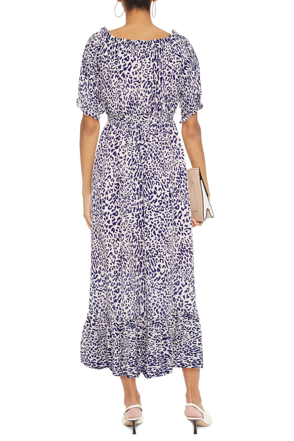 BAUM UND PFERDGARTEN Abril gathered leopard-print crepe maxi dress