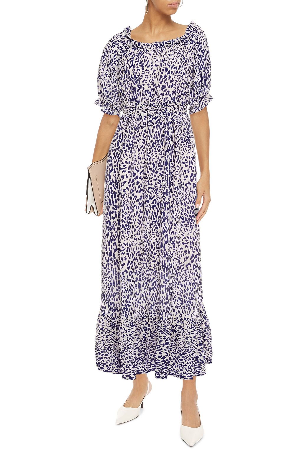 BAUM UND PFERDGARTEN Abril gathered leopard-print crepe maxi dress