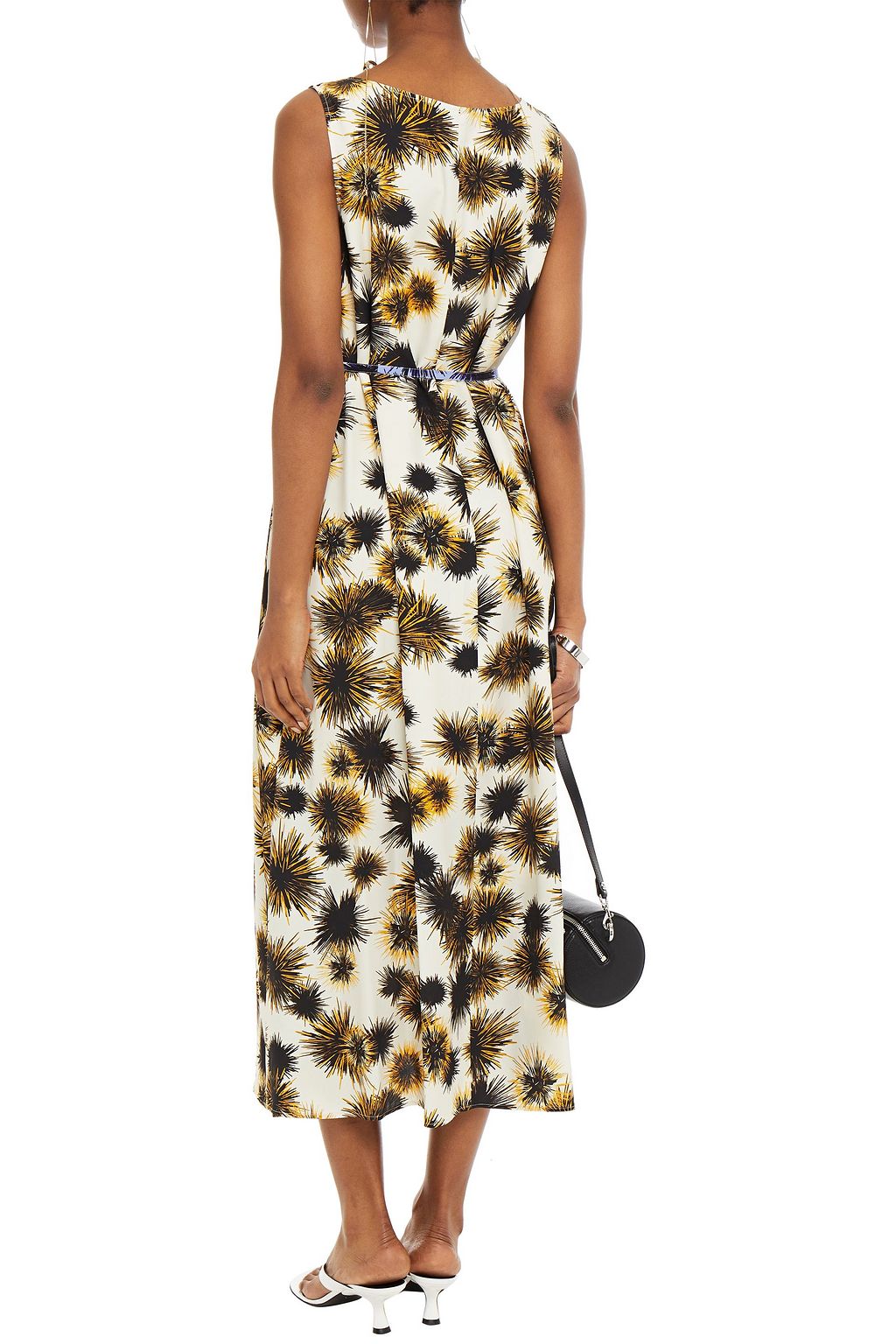 KENZO Belted printed crepe midi dress