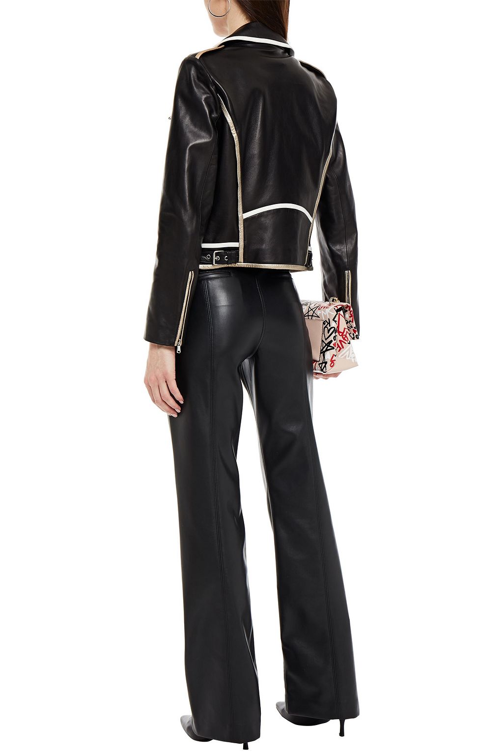 REDVALENTINO Embroidered leather biker jacket