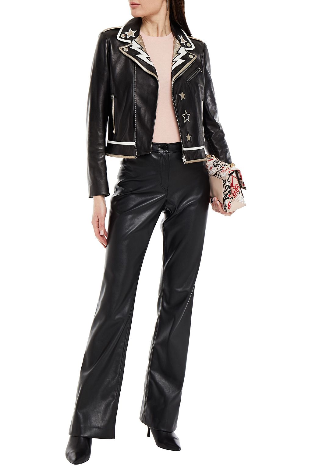 REDVALENTINO Embroidered leather biker jacket