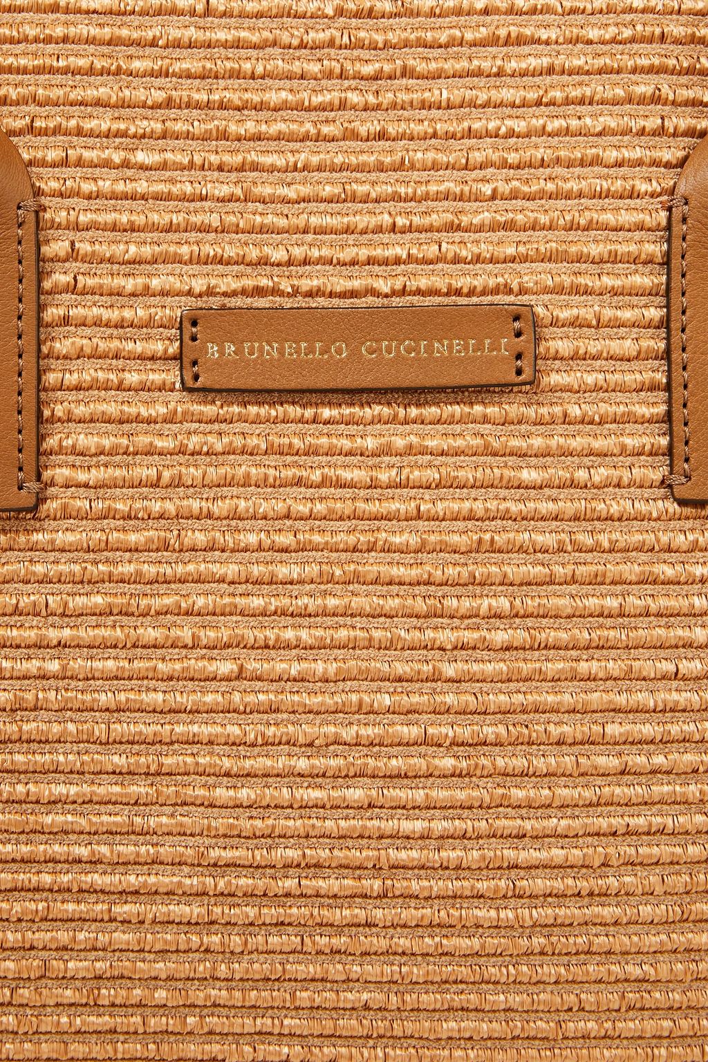 BRUNELLO CUCINELLI حقيبة توت من الرافيا الاصطناعي مزخرفة بالجلد