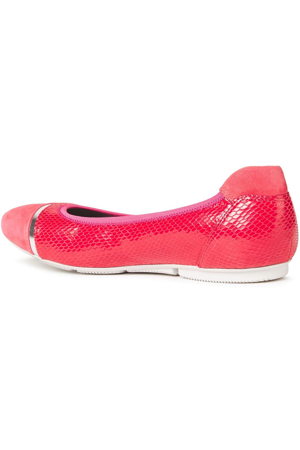 HOGAN Snake-effect leather and suede ballet flats