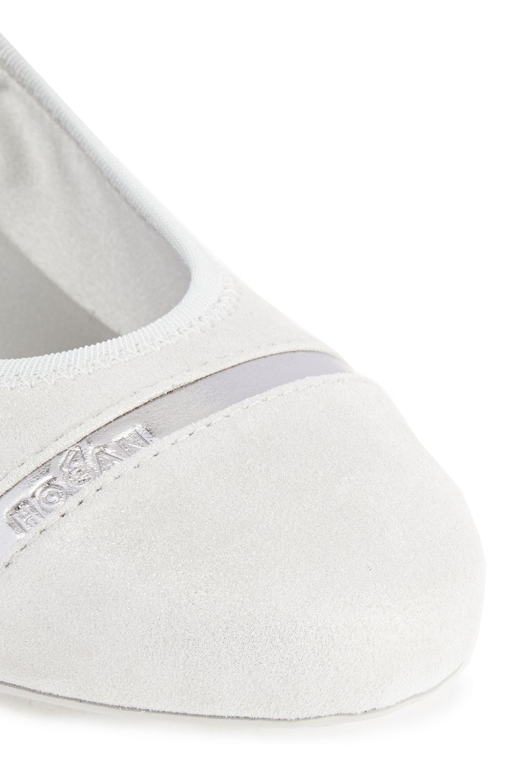 HOGAN Metallic leather-trimmed suede ballet flats