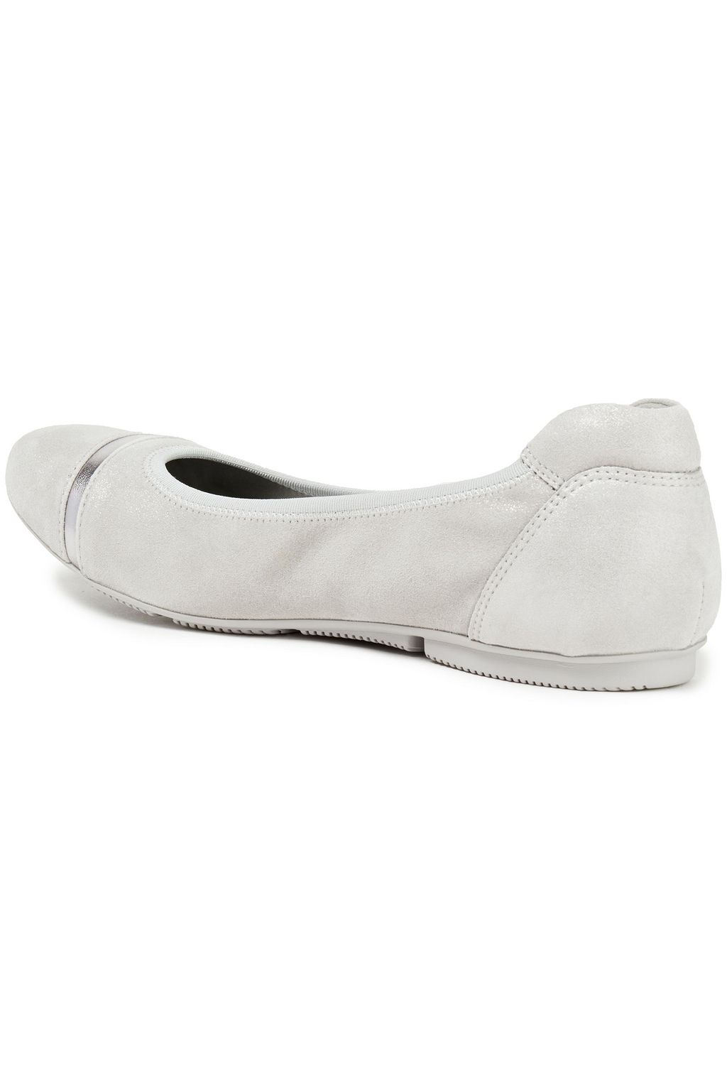 HOGAN Metallic leather-trimmed suede ballet flats