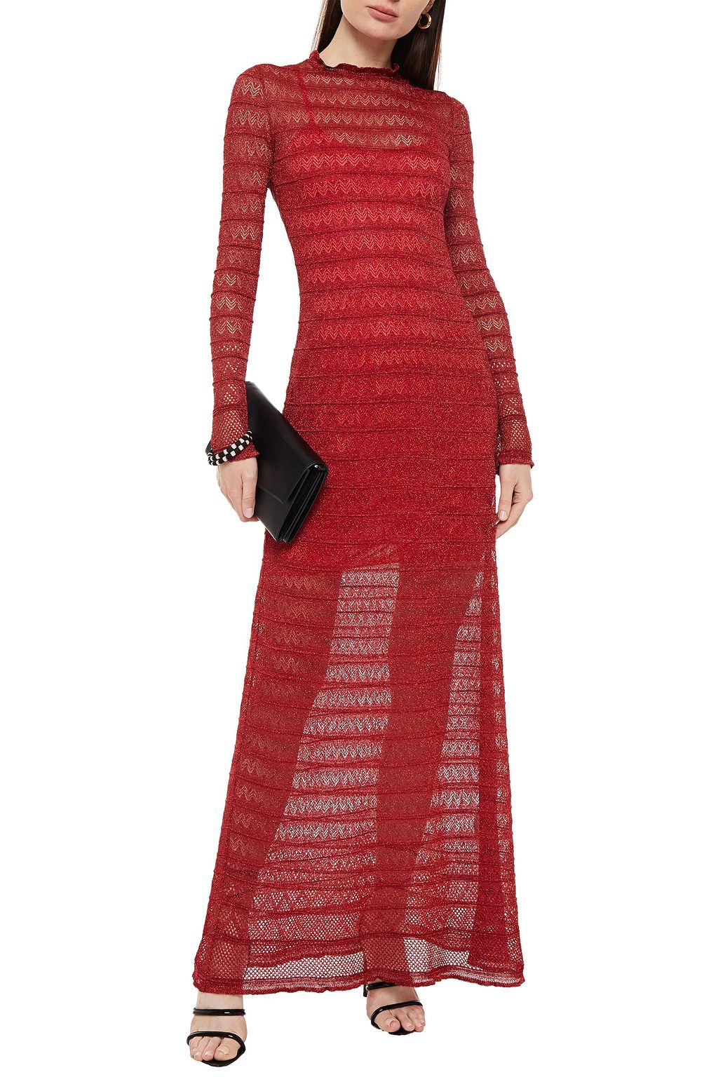 metallic knit maxi dress