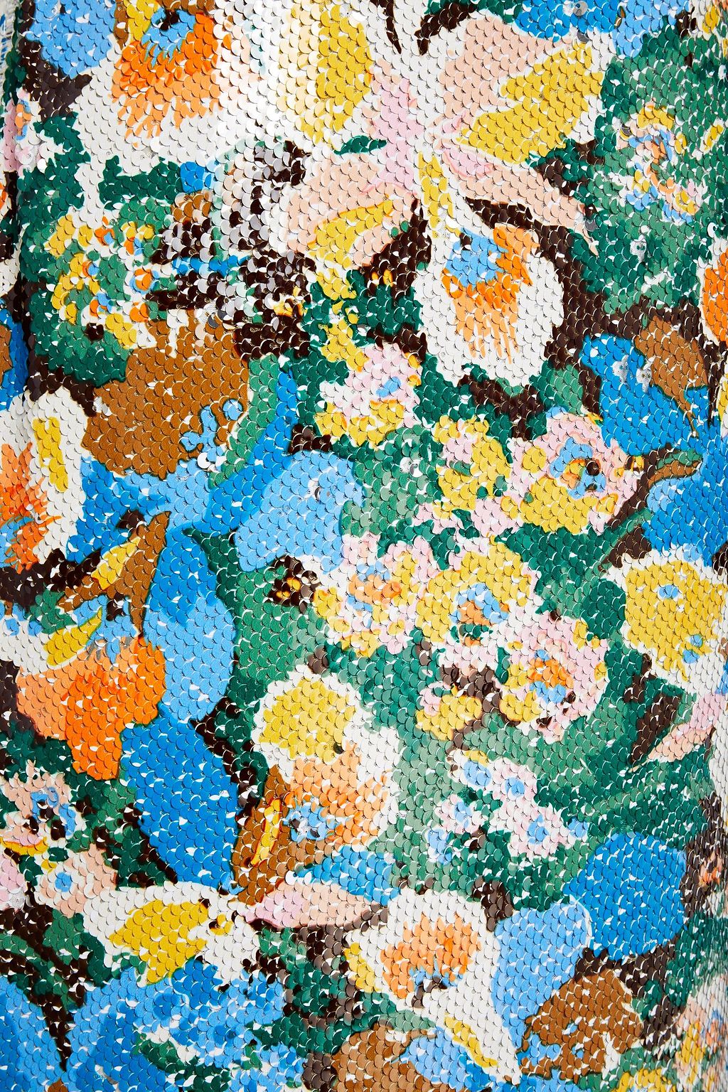 M MISSONI Floral-print sequined stretch-knit midi dress