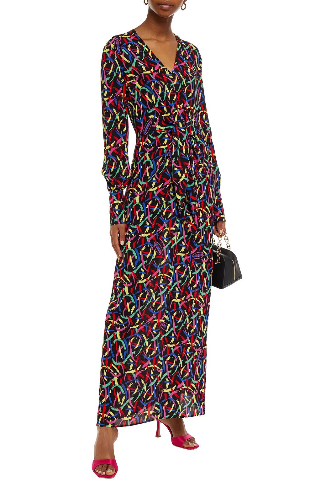 M MISSONI Tie-front printed stretch-crepe maxi dress