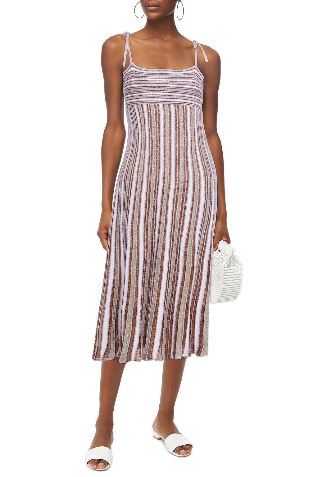 M MISSONI Metallic striped crochet-knit maxi dress