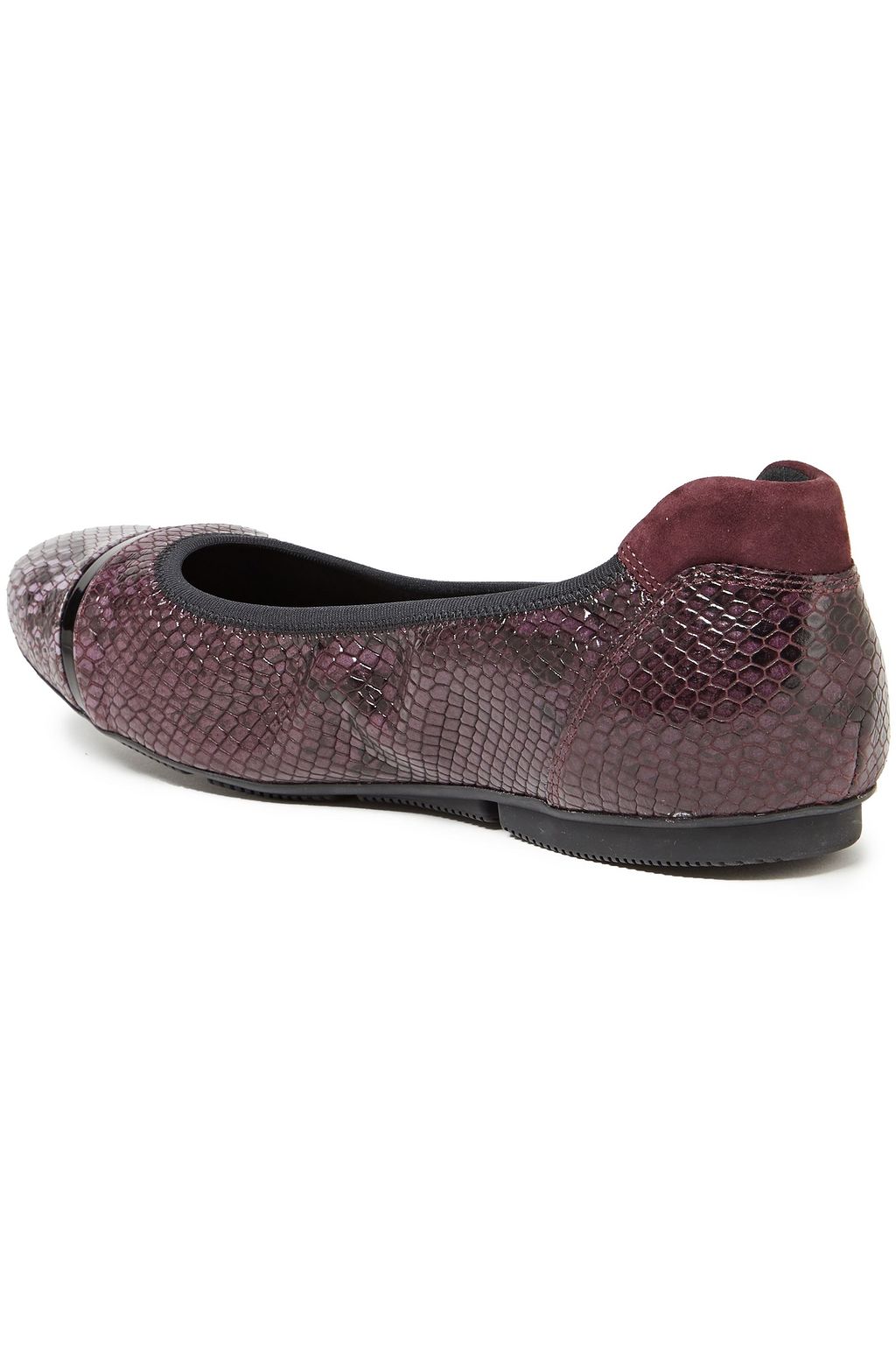 HOGAN Suede-trimmed snake-effect leather ballet flats