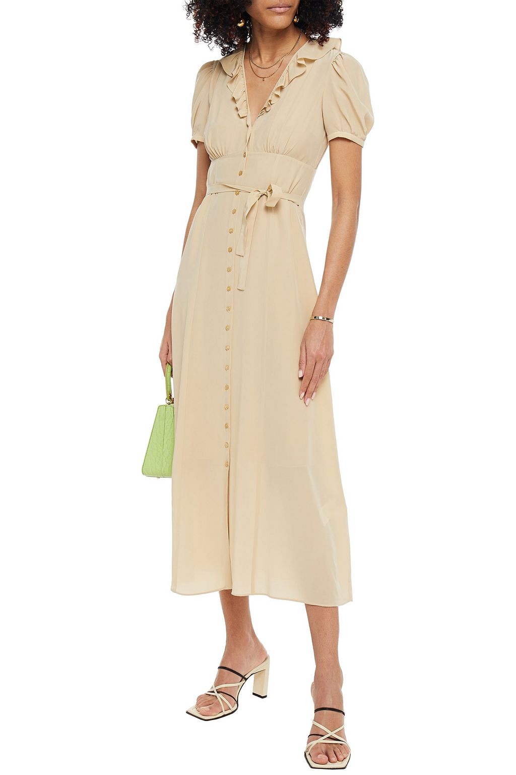 M MISSONI Ruffle-trimmed silk crepe de chine midi dress