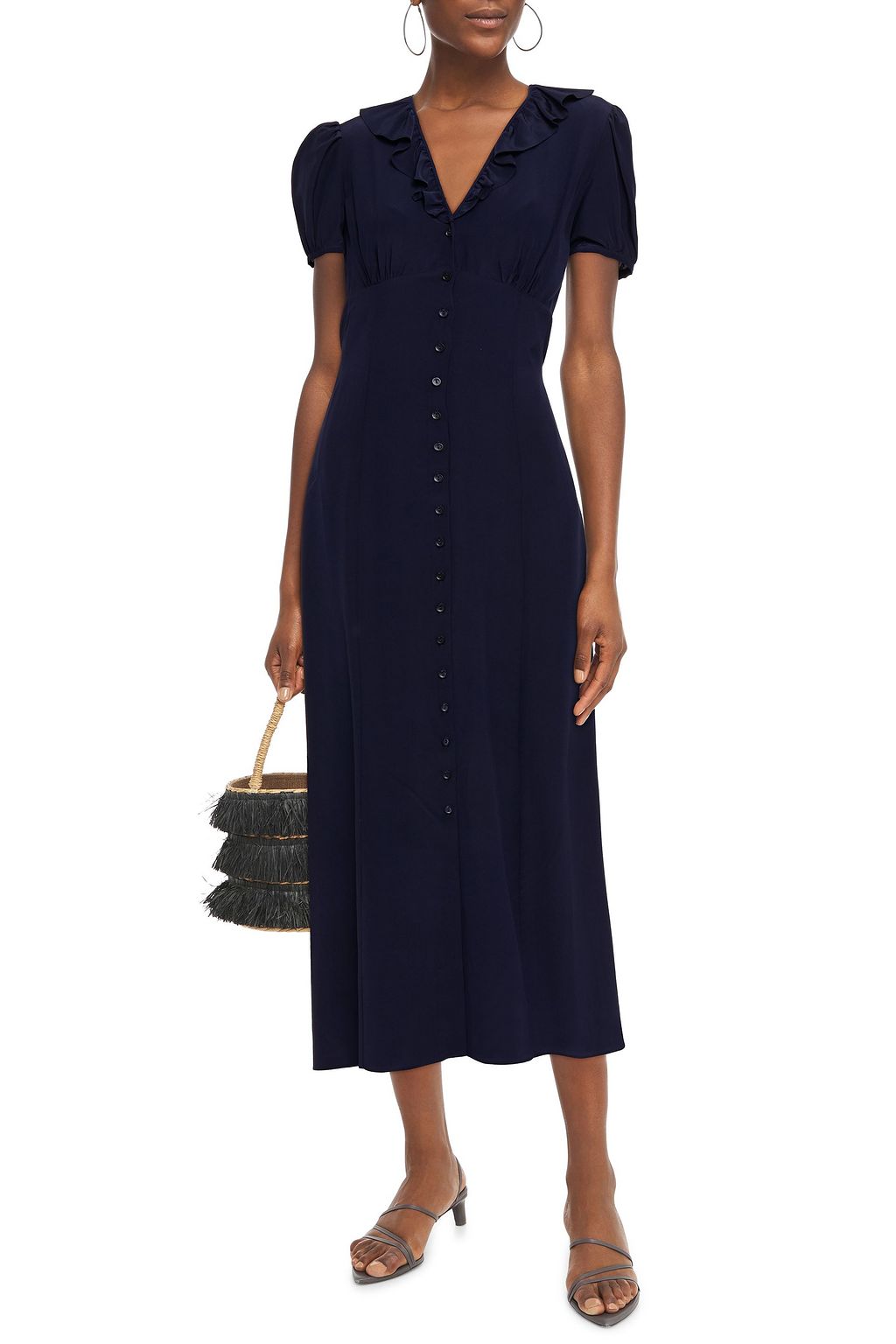 M MISSONI Ruffle-trimmed silk crepe de chine midi dress