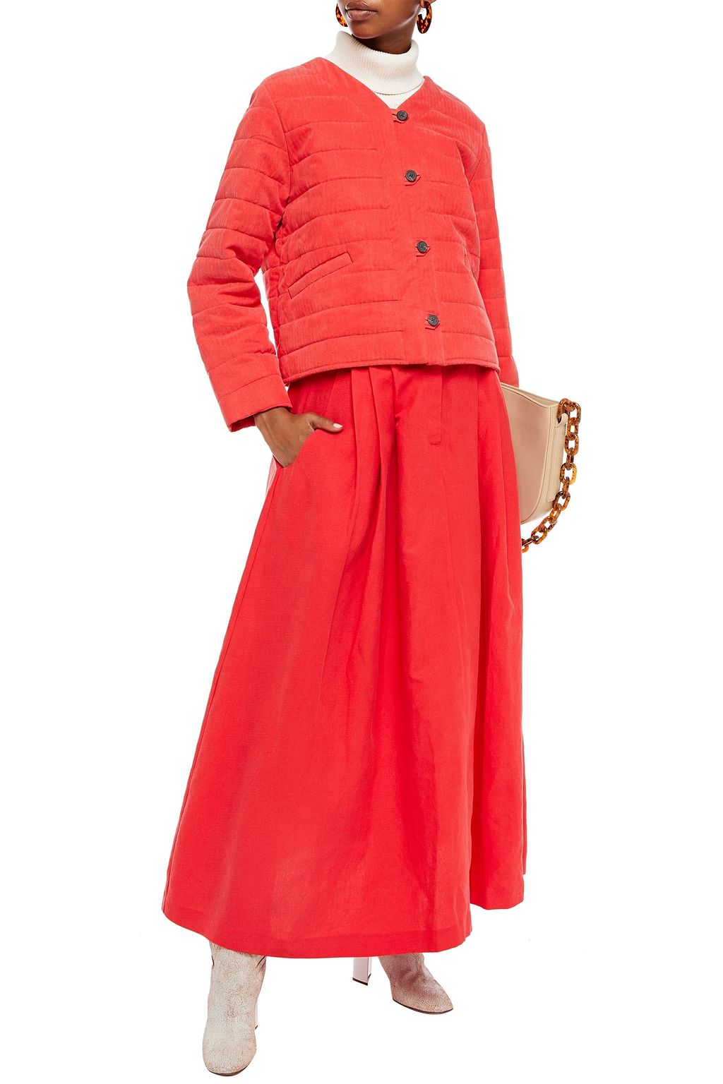 MARA HOFFMAN Tulay pleated Tencel and linen-blend maxi skirt