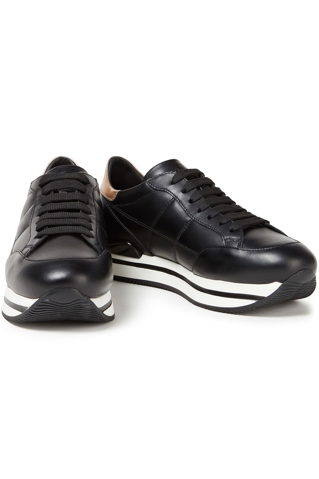 HOGAN Metallic-trimmed leather sneakers