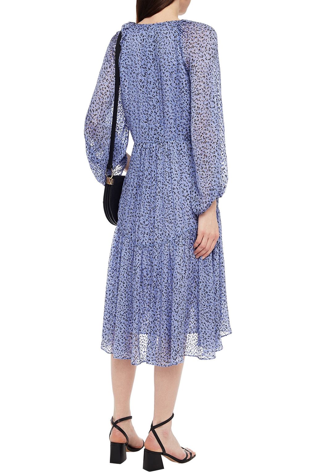 JOIE Harlie gathered leopard-print fil coupé chiffon midi dress