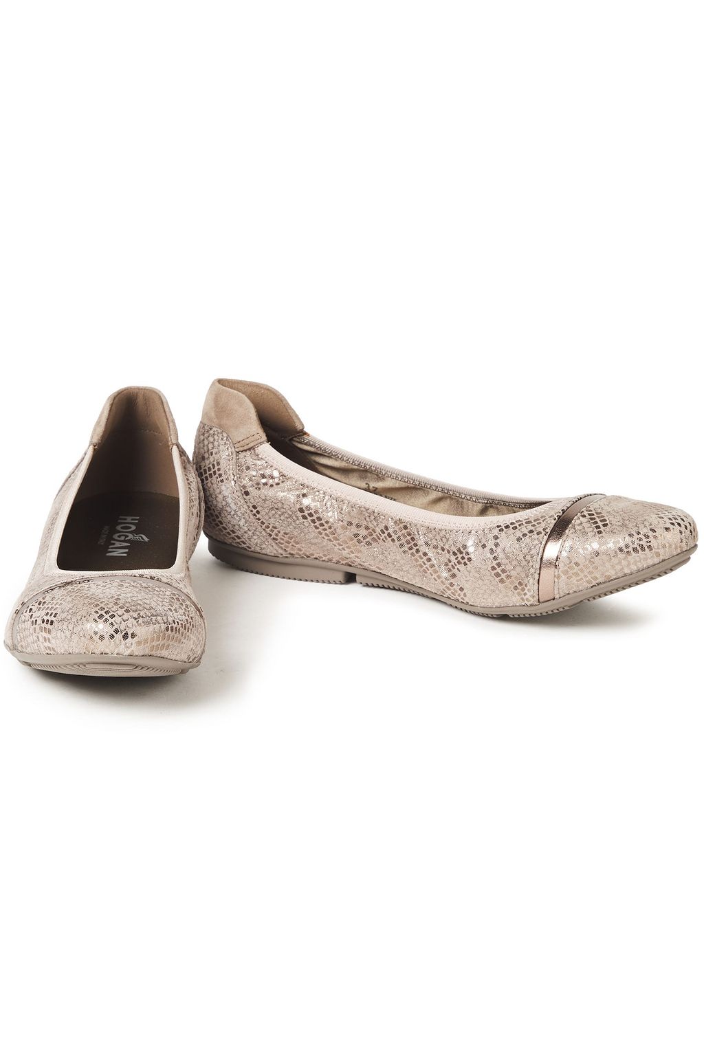 HOGAN Snake-print suede ballet flats