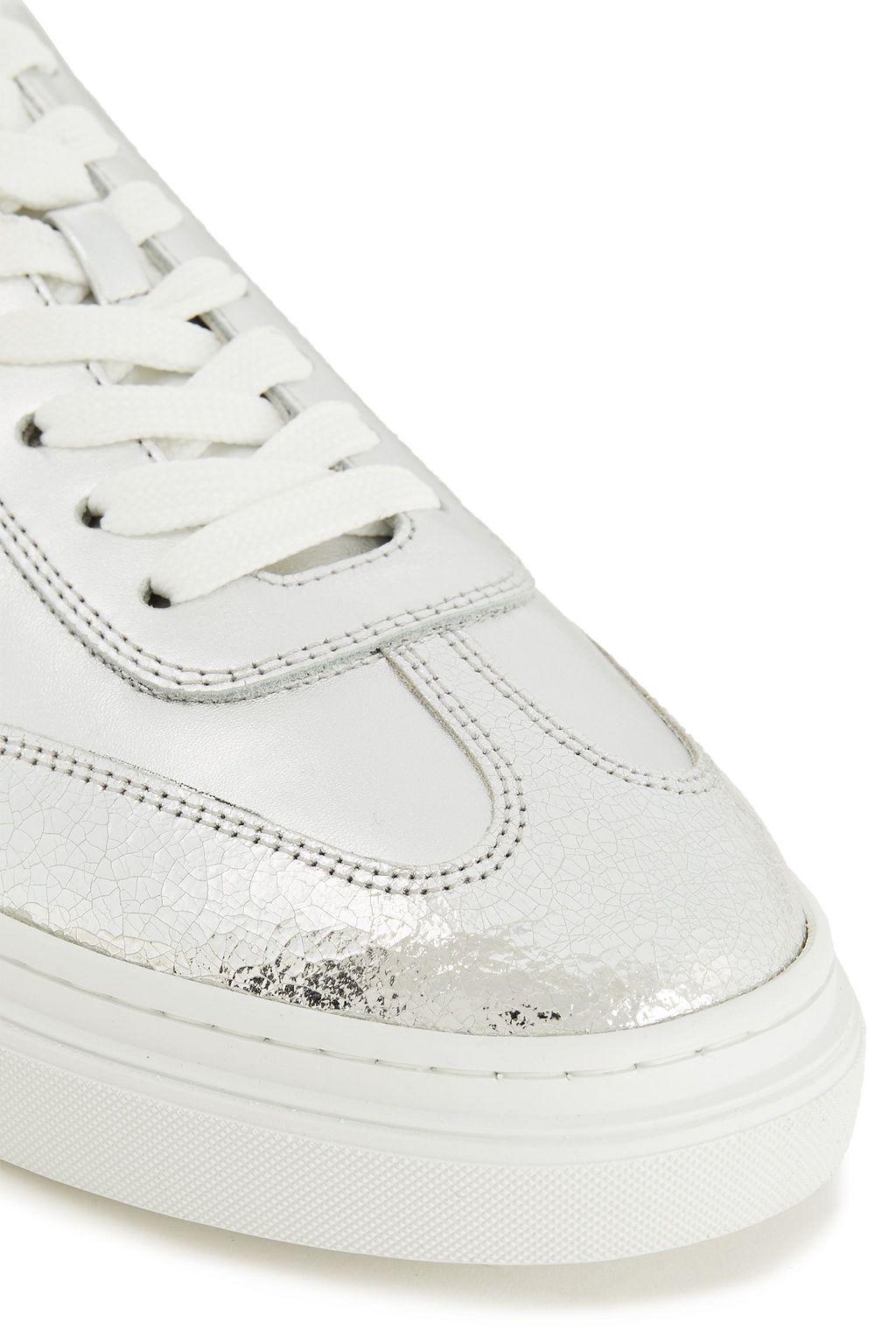 HOGAN Metallic cracked-leather sneakers