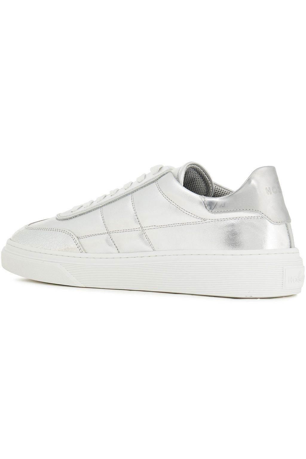 HOGAN Metallic cracked-leather sneakers