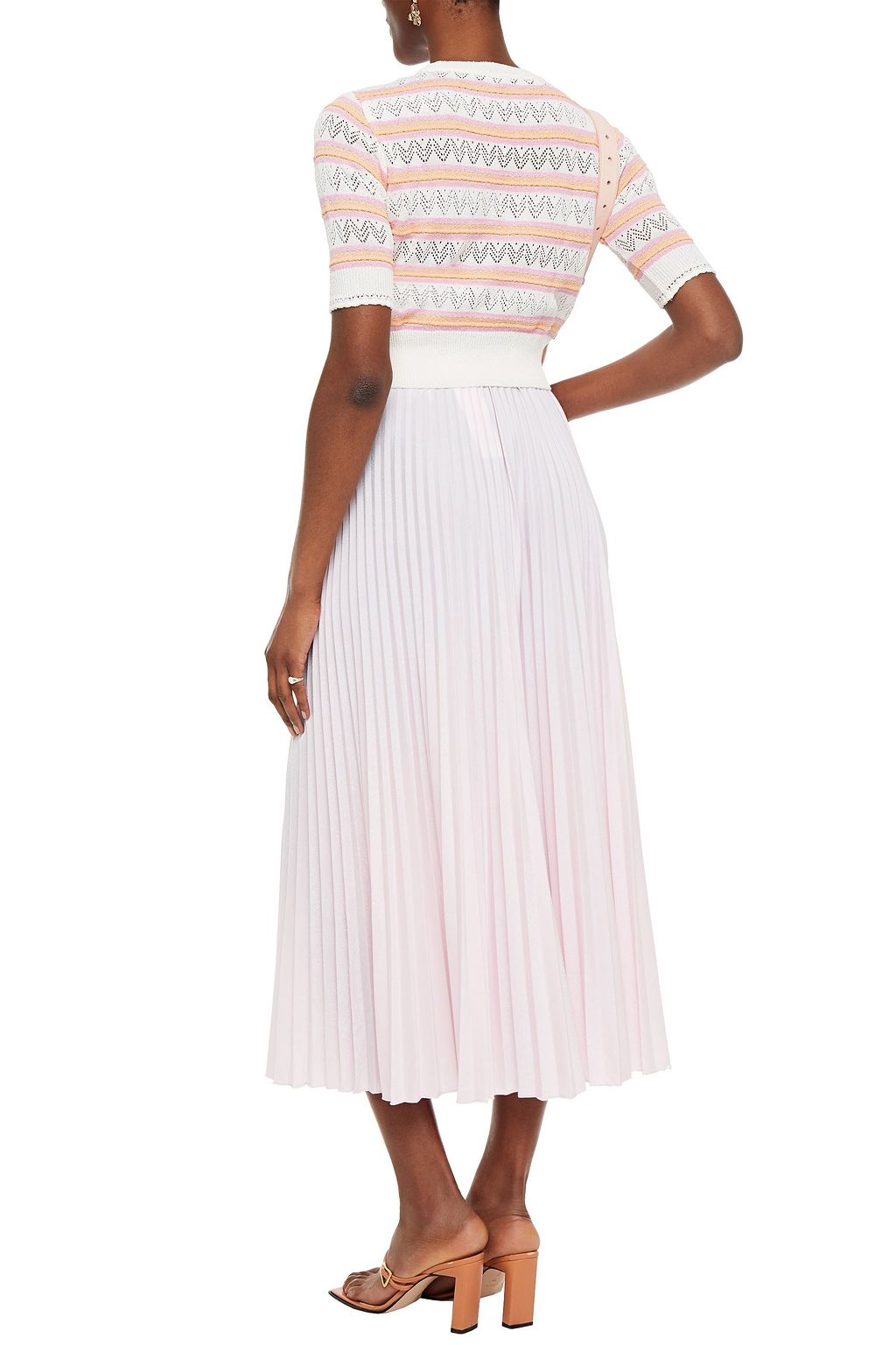 M MISSONI Pleated iridescent crochet-knit midi skirt