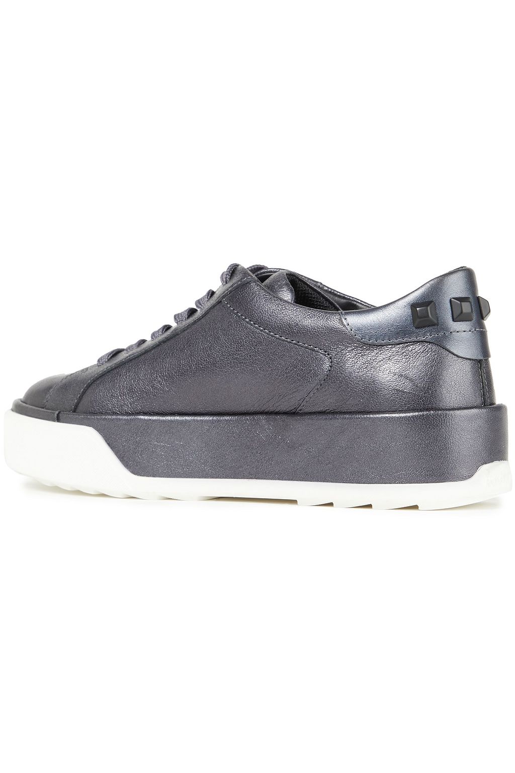 HOGAN Studded metallic leather sneakers