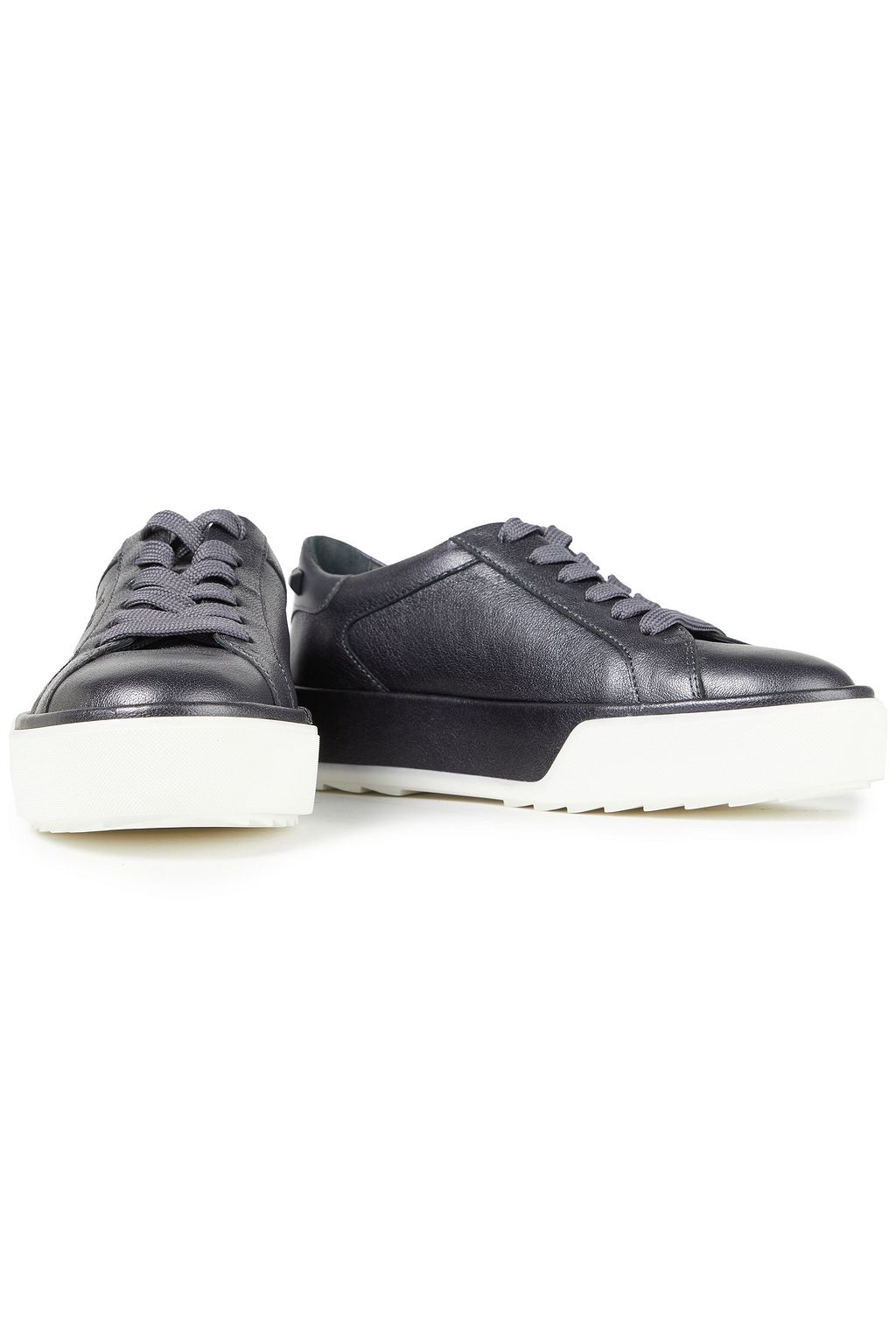 HOGAN Studded metallic leather sneakers